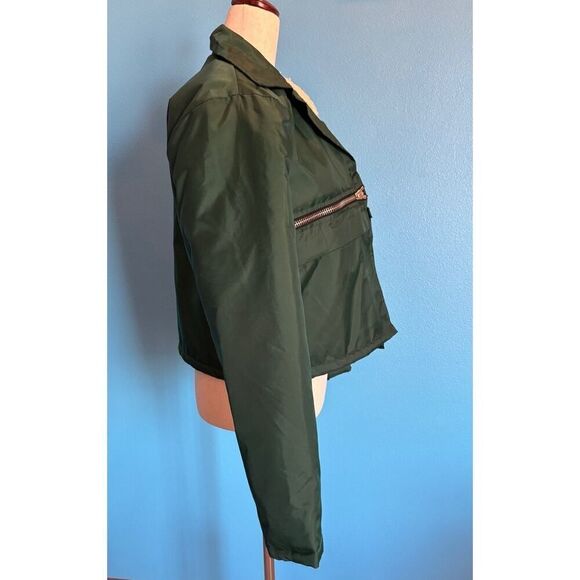 NWOT SAMPLE RE/DONE Cropped Open Front Jacket Pockets Logo with Studs S M - Picture 5 of 8